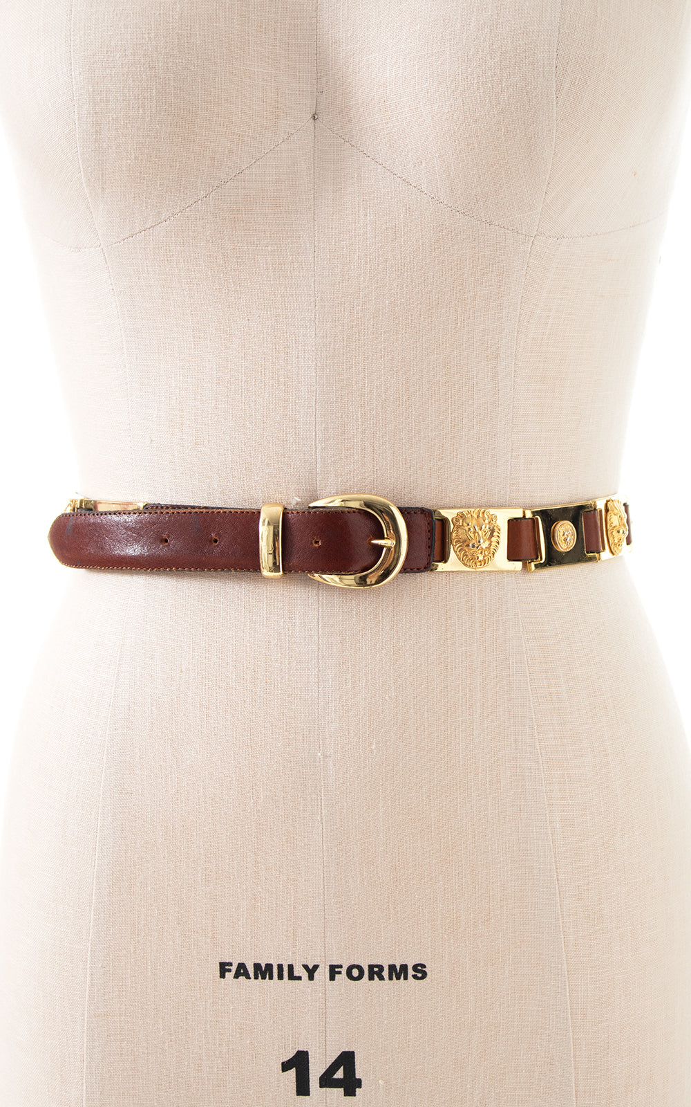 1980s Gold Lions & Leather Belt | large/x-large