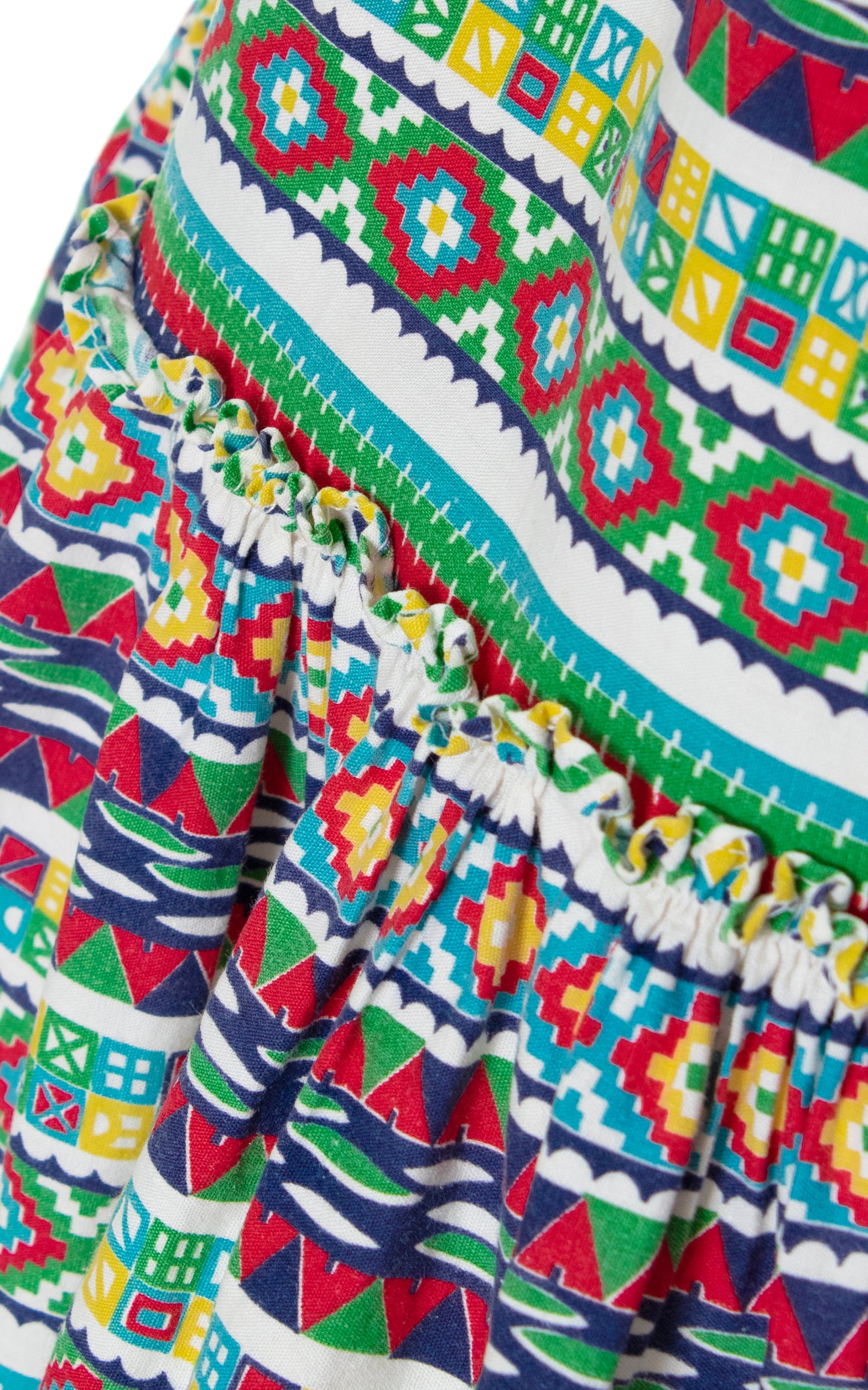 Vintage 50s 1950s Southwestern Geometric Striped Tiered Cotton Full High Waisted Skirt BirthdayLifeVintage
