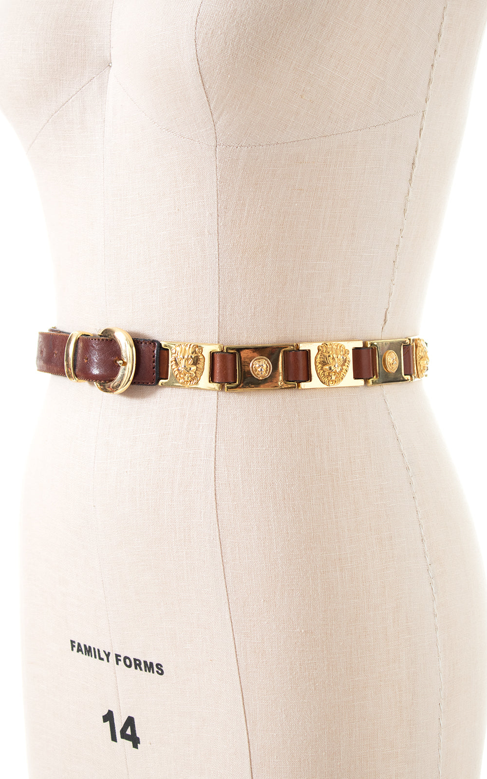 1980s Gold Lions & Leather Belt | large/x-large