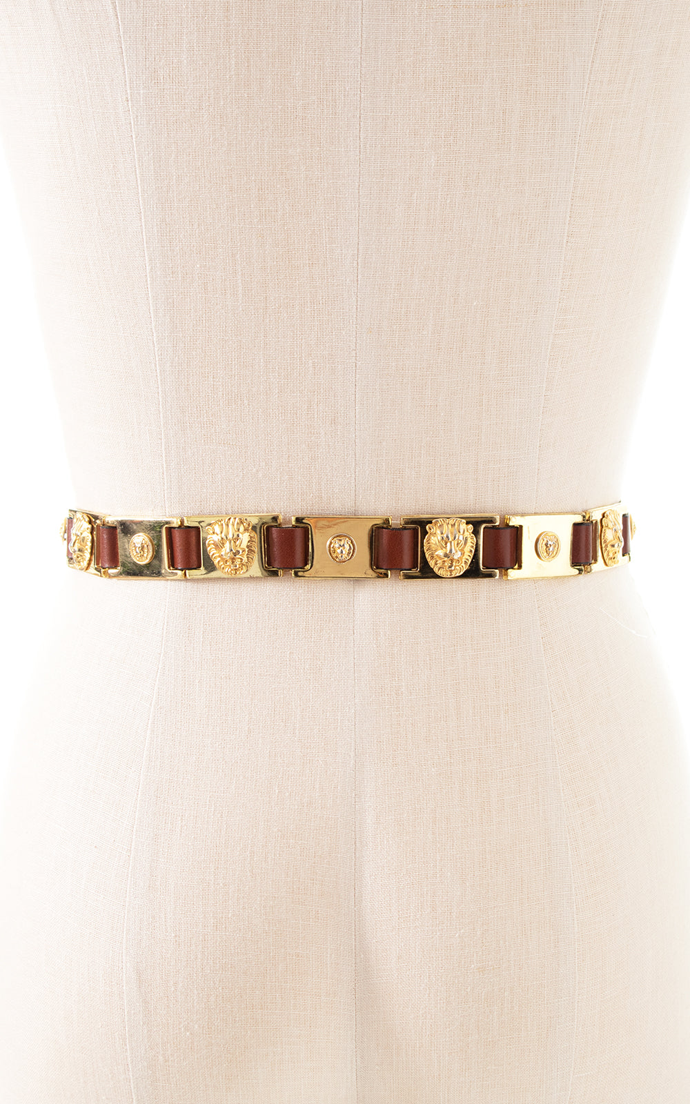 1980s Gold Lions & Leather Belt | large/x-large