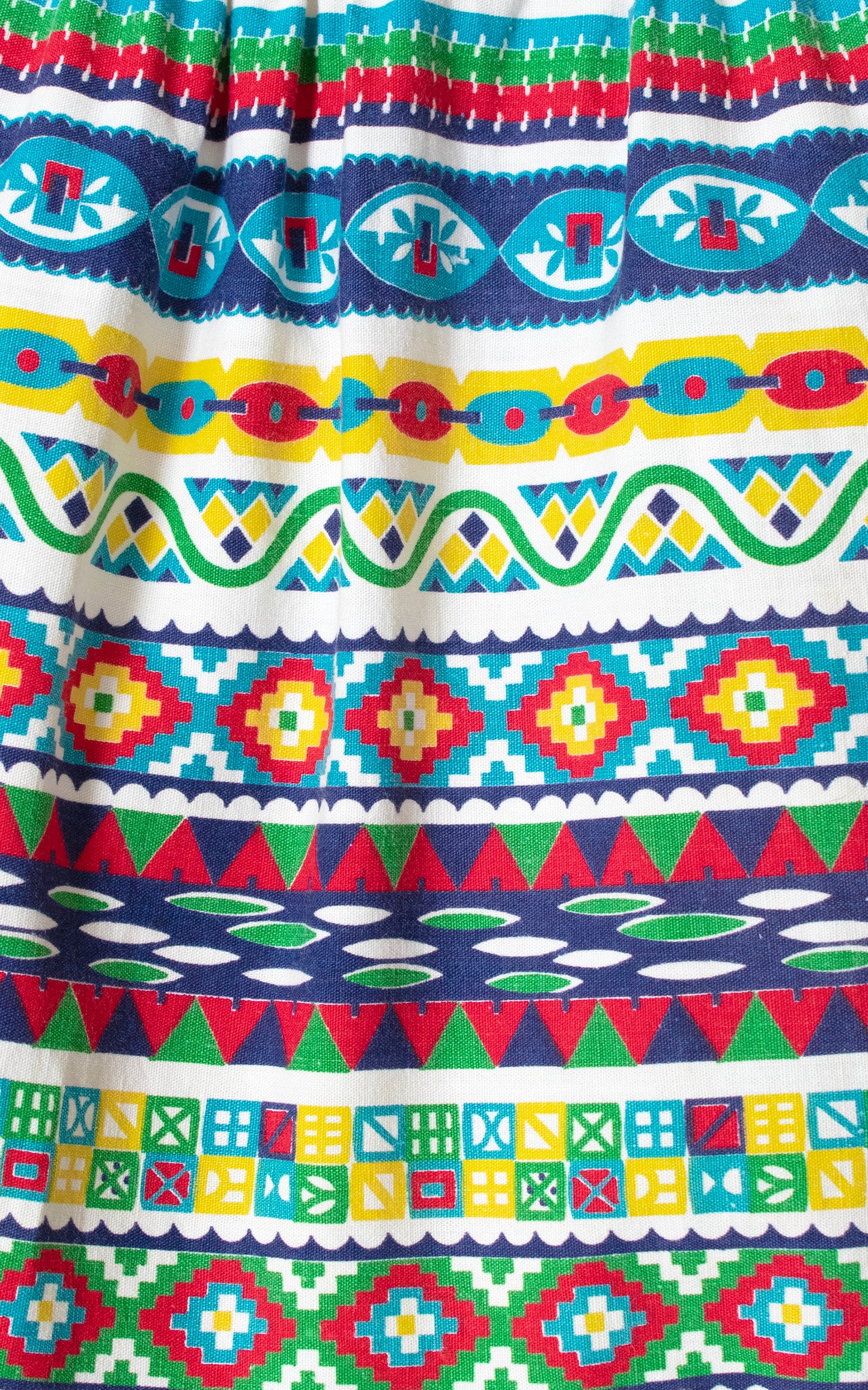 Vintage 50s 1950s Southwestern Geometric Striped Tiered Cotton Full High Waisted Skirt BirthdayLifeVintage
