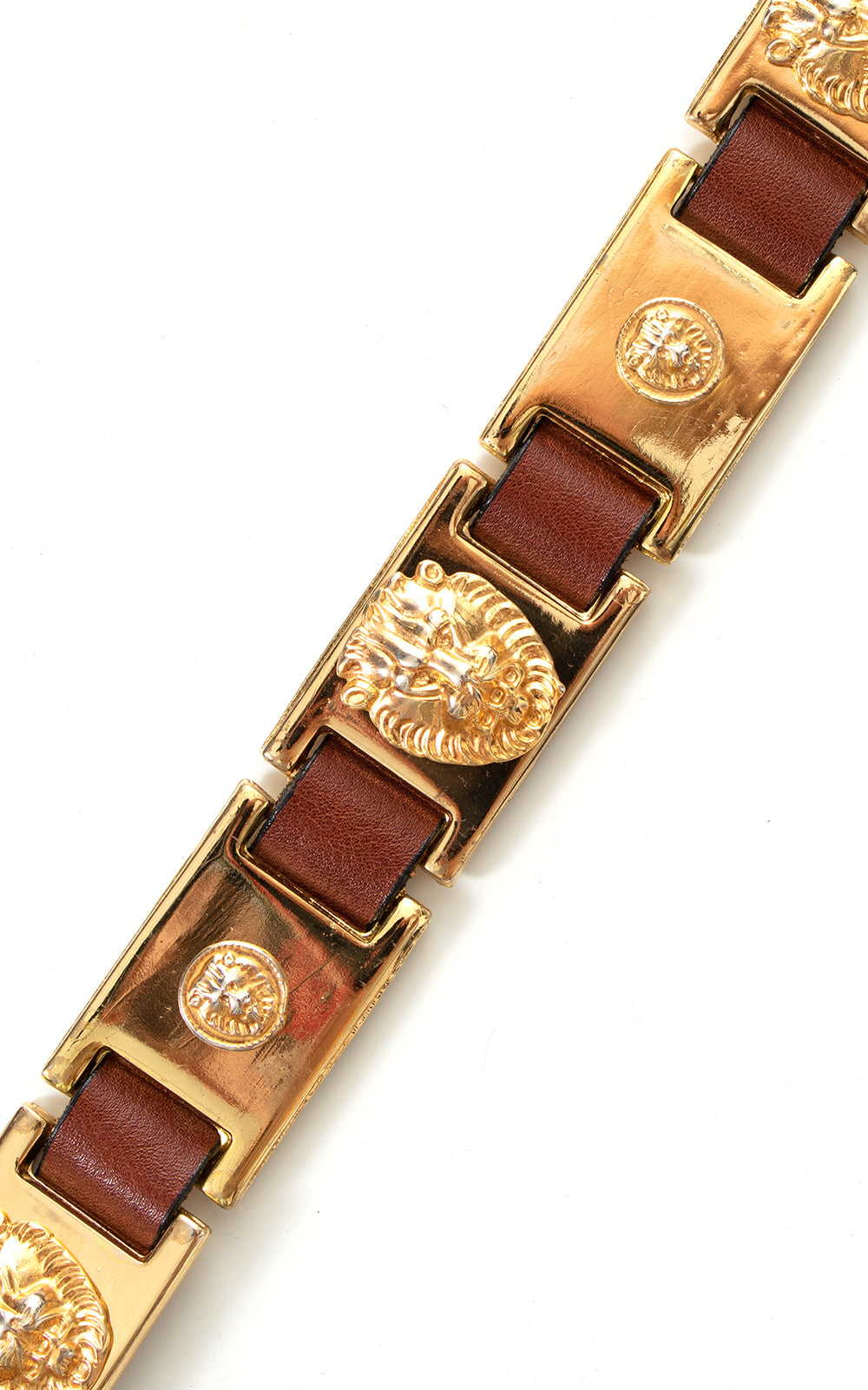 1980s Gold Lions & Leather Belt | large/x-large