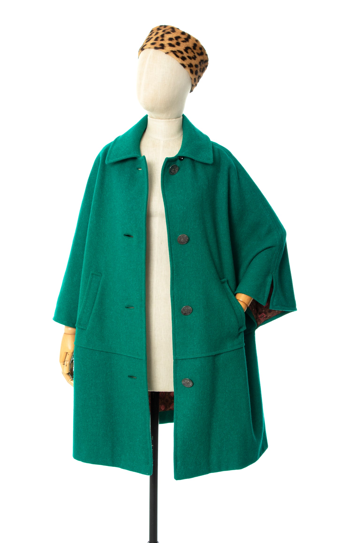 Vintage 1970s 70s Austrian Green Wool Mohair Cape Coat | medium/large | Birthday Life Vintage