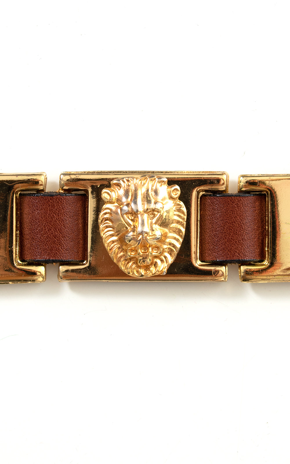 1980s Gold Lions & Leather Belt | large/x-large
