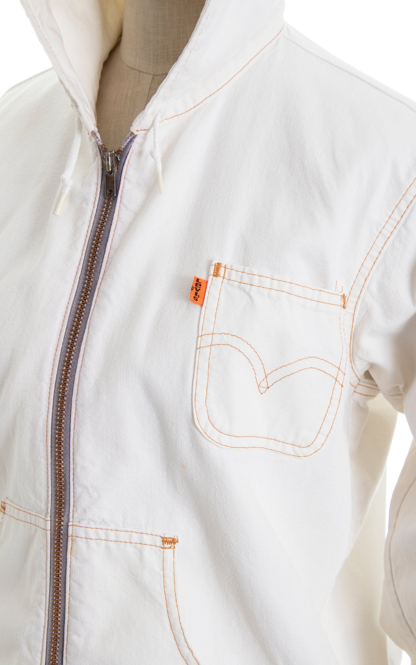 Vintage 1970s 70s LEVI'S White Cotton Hooded Jacket Birthday Life Vintage
