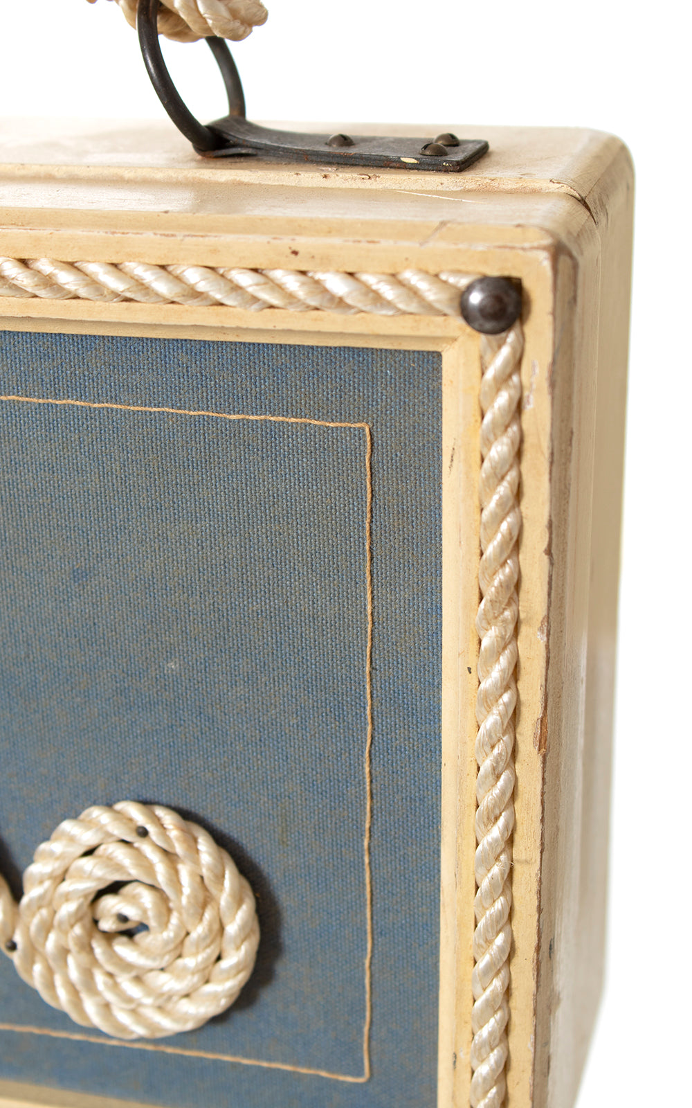 Vintage 1950s 50s 1960s 60s Nautical Sailor Anchor Novelty Print Wood Box Purse Birthday Life Vintage