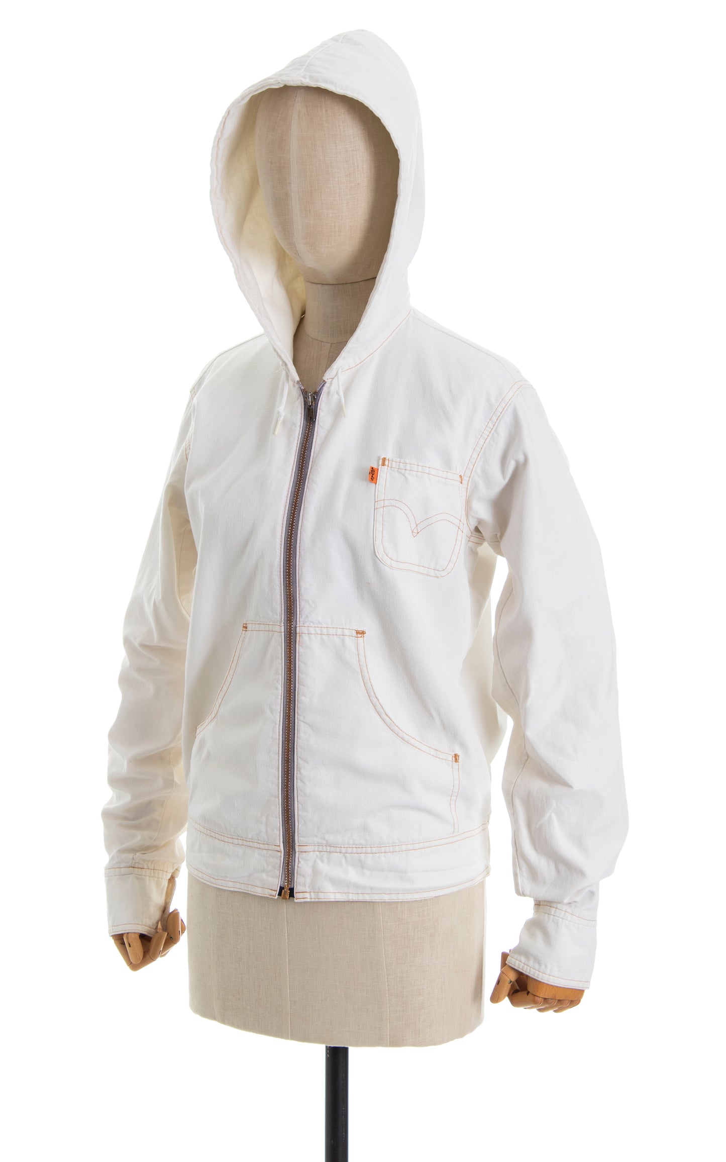Vintage 1970s 70s LEVI'S White Cotton Hooded Jacket Birthday Life Vintage