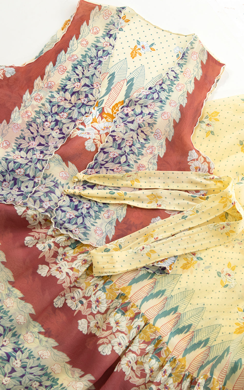 1970s Sheer Floral Vest, Skirt & Belt Set | x-small