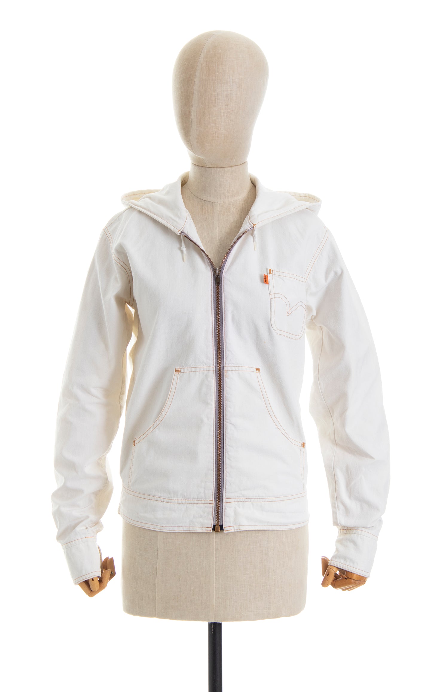 Vintage 1970s 70s LEVI'S White Cotton Hooded Jacket Birthday Life Vintage