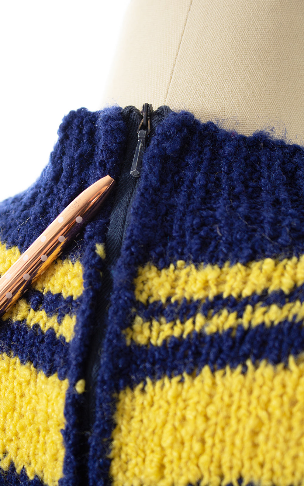 1960s 1970s Striped Bouclé Knit Sweater Dress | x-small