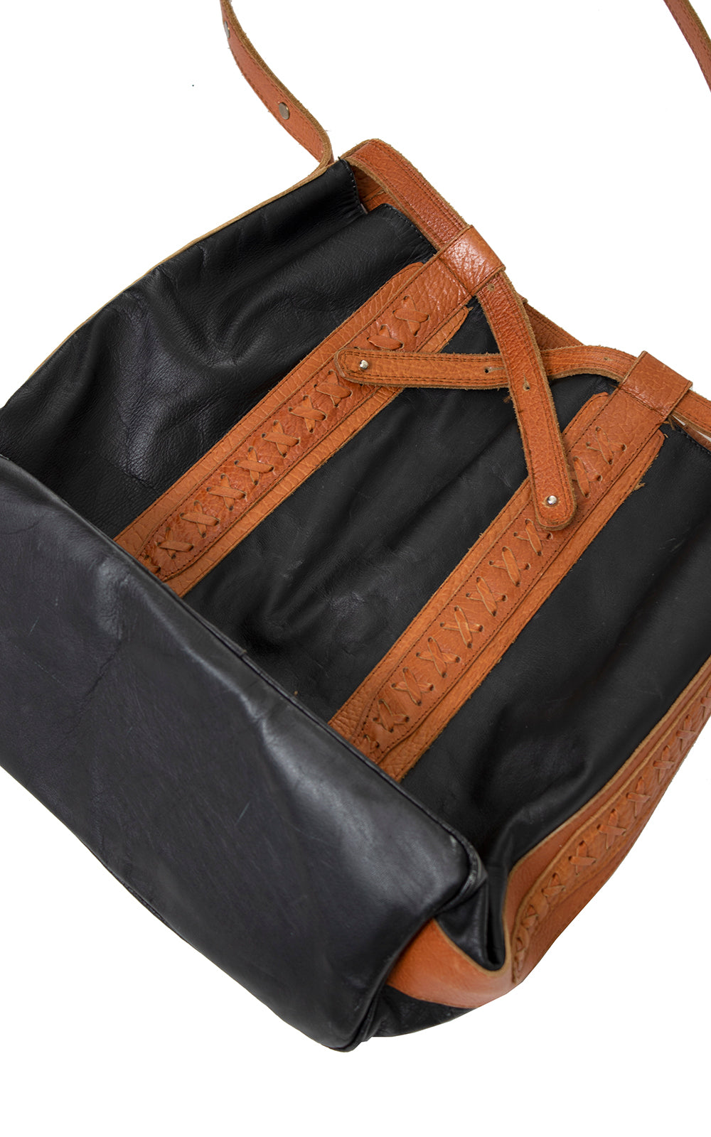 Vintage 1970s 1980s Two-Tone Leather Bucket Bag by Birthday Life Vintage