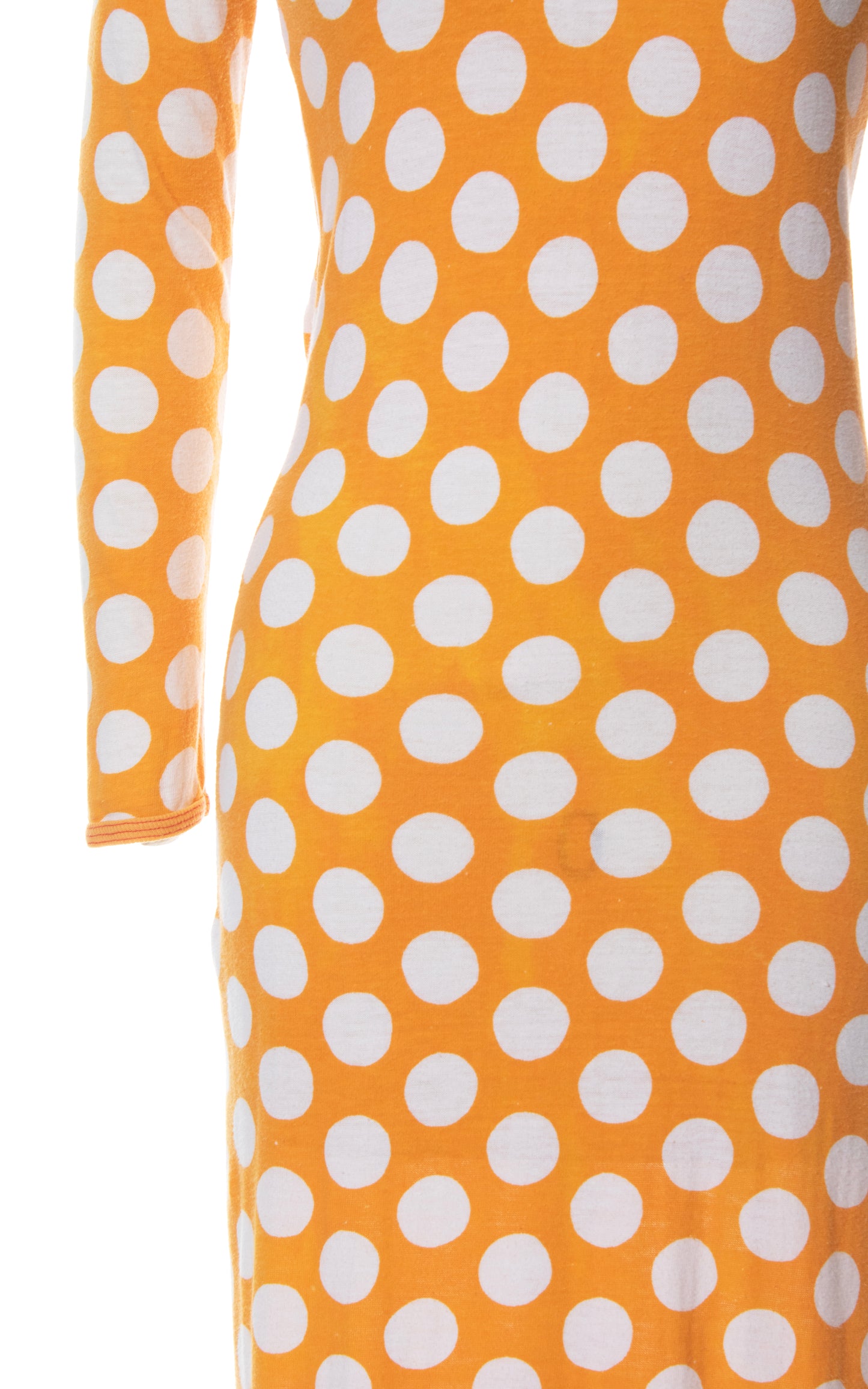 Vintage 70s 1970s MARIMEKKO Yellow Polka Dot Cotton Knit Jersey Maxi Dress BirthdayLifeVintage