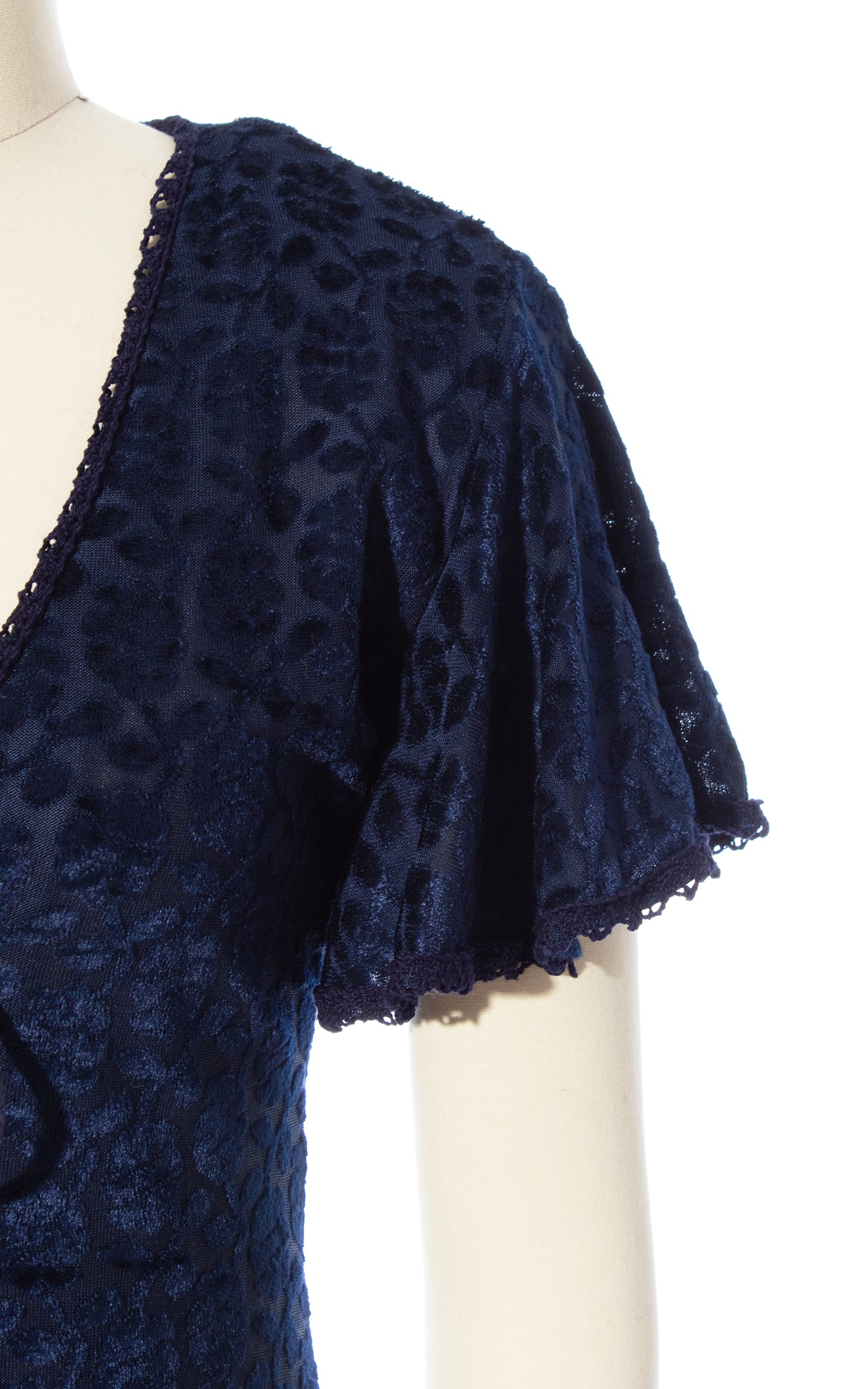 Vintage 70s 1970s GUNNE SAX Hearts Label Blue Burnout Velvet Lace Up Maxi Dress BirthdayLifeVintage