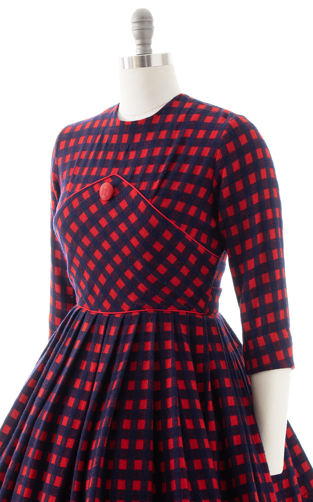 1950s Checkered Wool Dress | small/medium