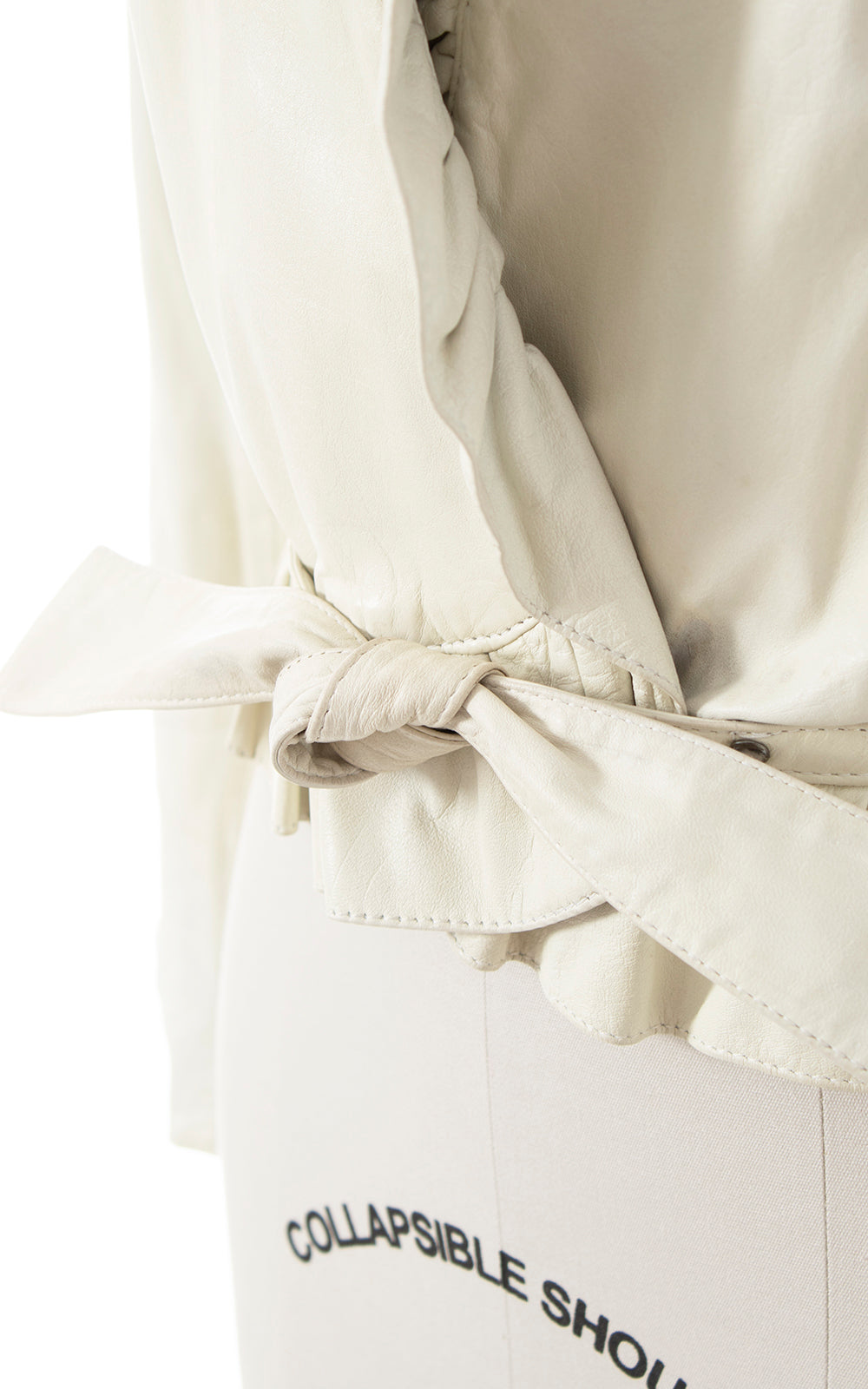 1980s Ruffled White Leather Cropped Jacket | small/medium