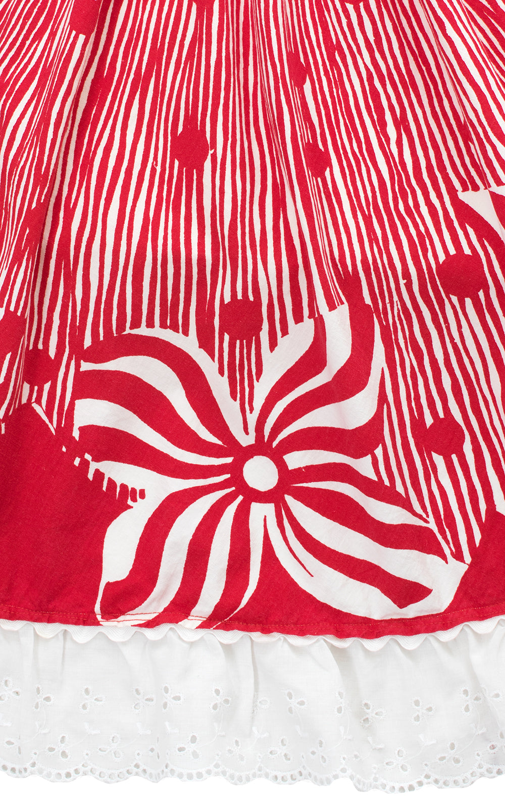 1950s Peppermint Floral Striped Border Print Circle Skirt
