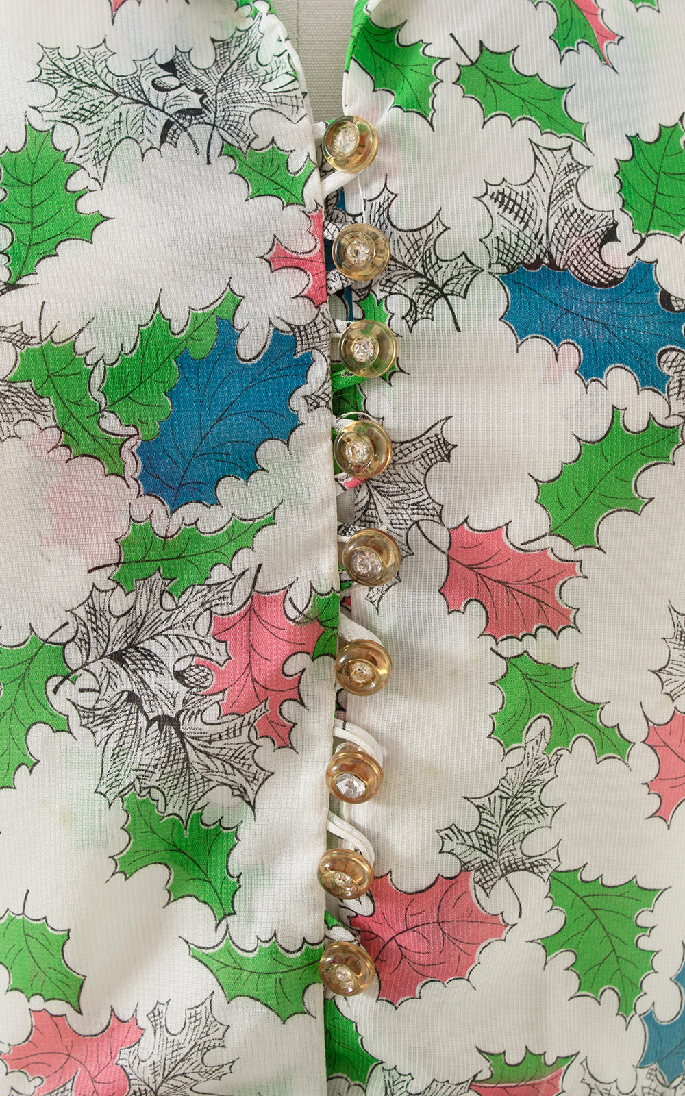 1940s Leaf Printed Shirtwaist Dress | small/medium