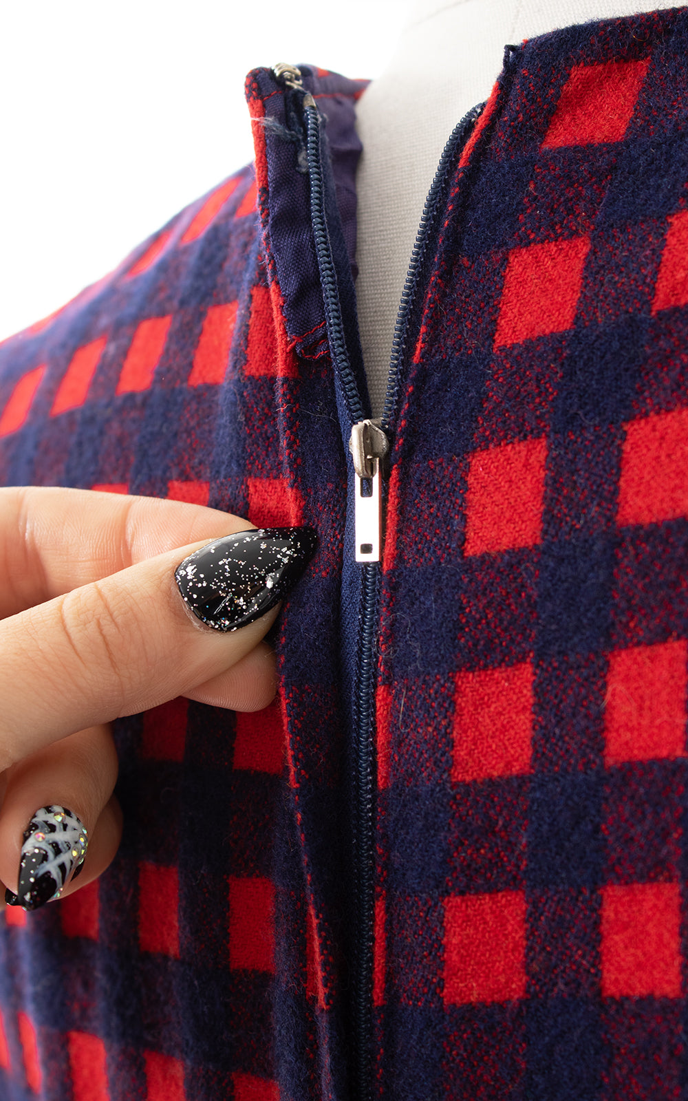 1950s Checkered Wool Dress | small/medium