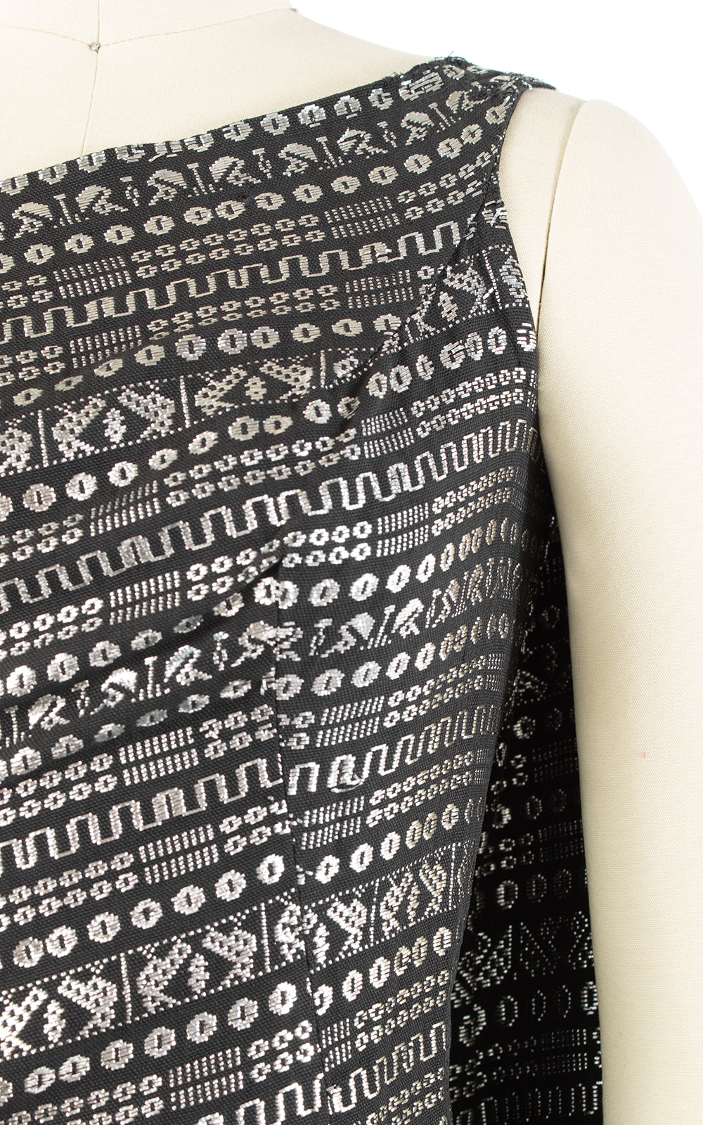 1950s Metallic Grecian Toga One Shoulder Waterfall Train Gown | medium