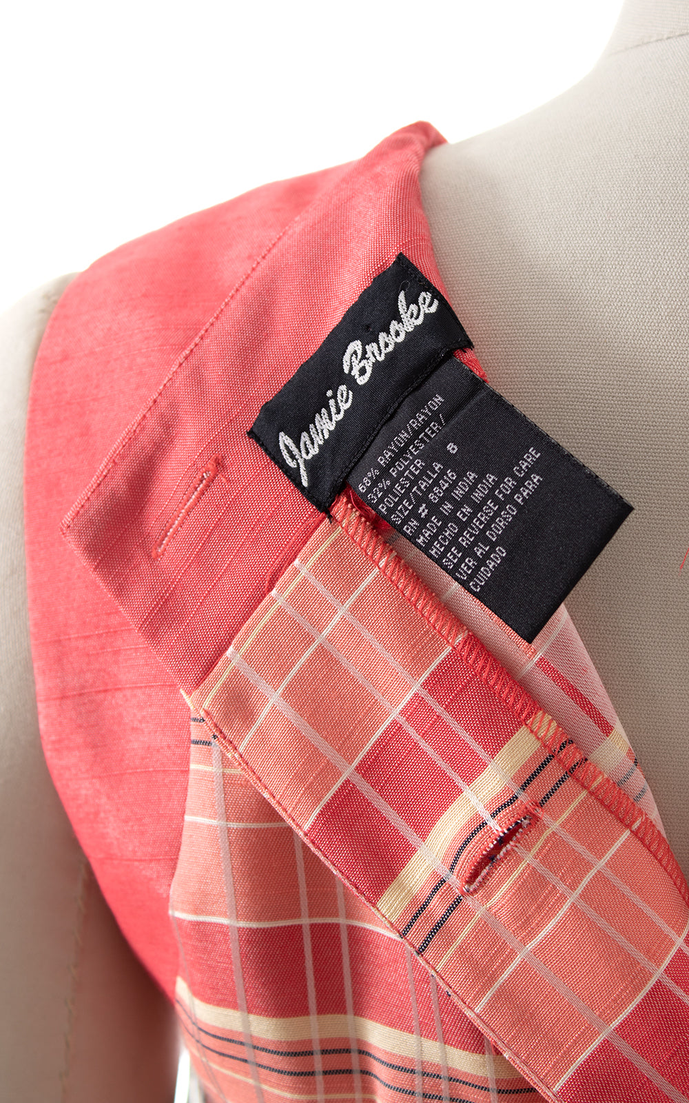 1980s Deadstock Plaid Button Back Blouse