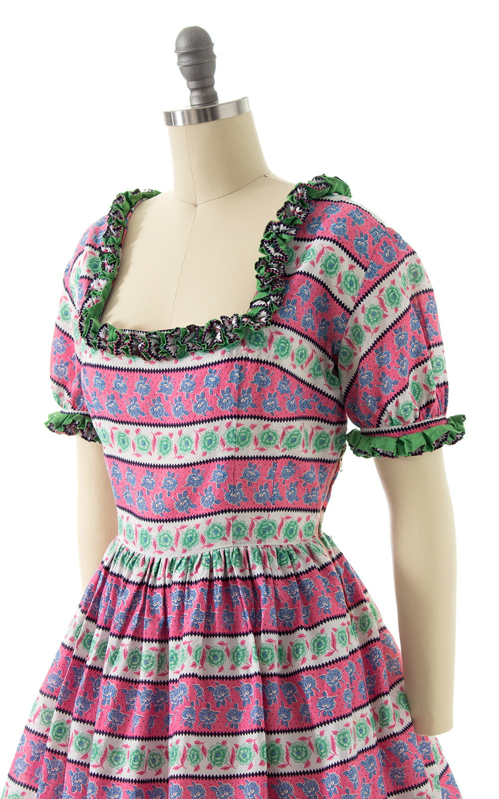 $65 DRESS SALE /// 1950s 1960s Ruffled Striped Rose Dress | small