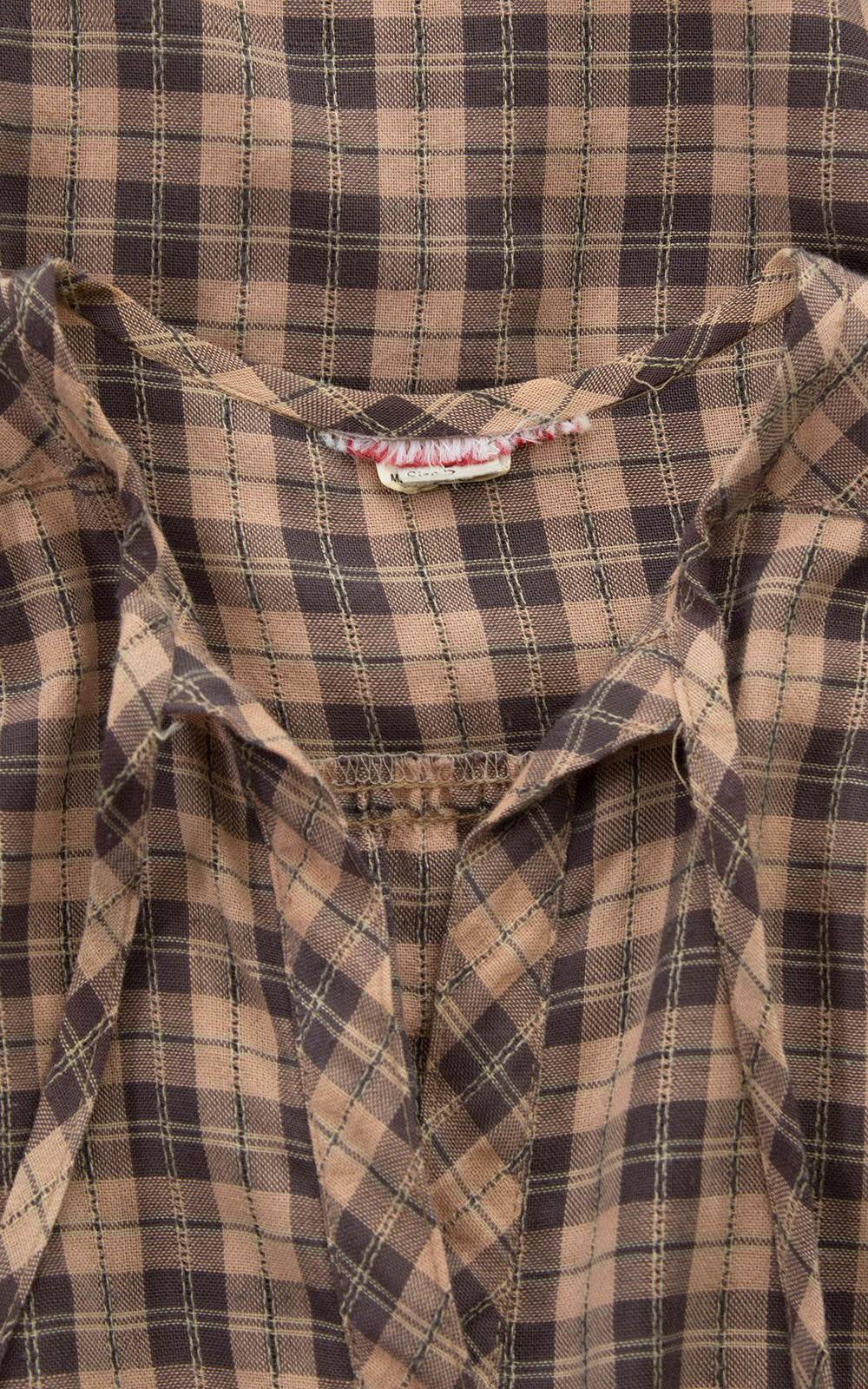 1970s Plaid Cotton Tiered Sundress