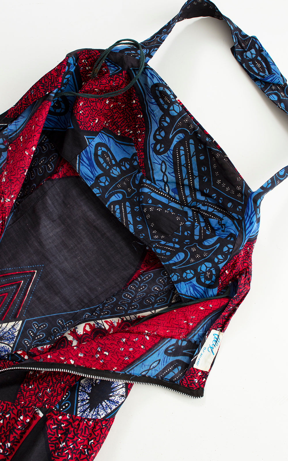 BLV x DEANNA || 1950s Rhinestone Batik Cotton Halter Sundress | x-small