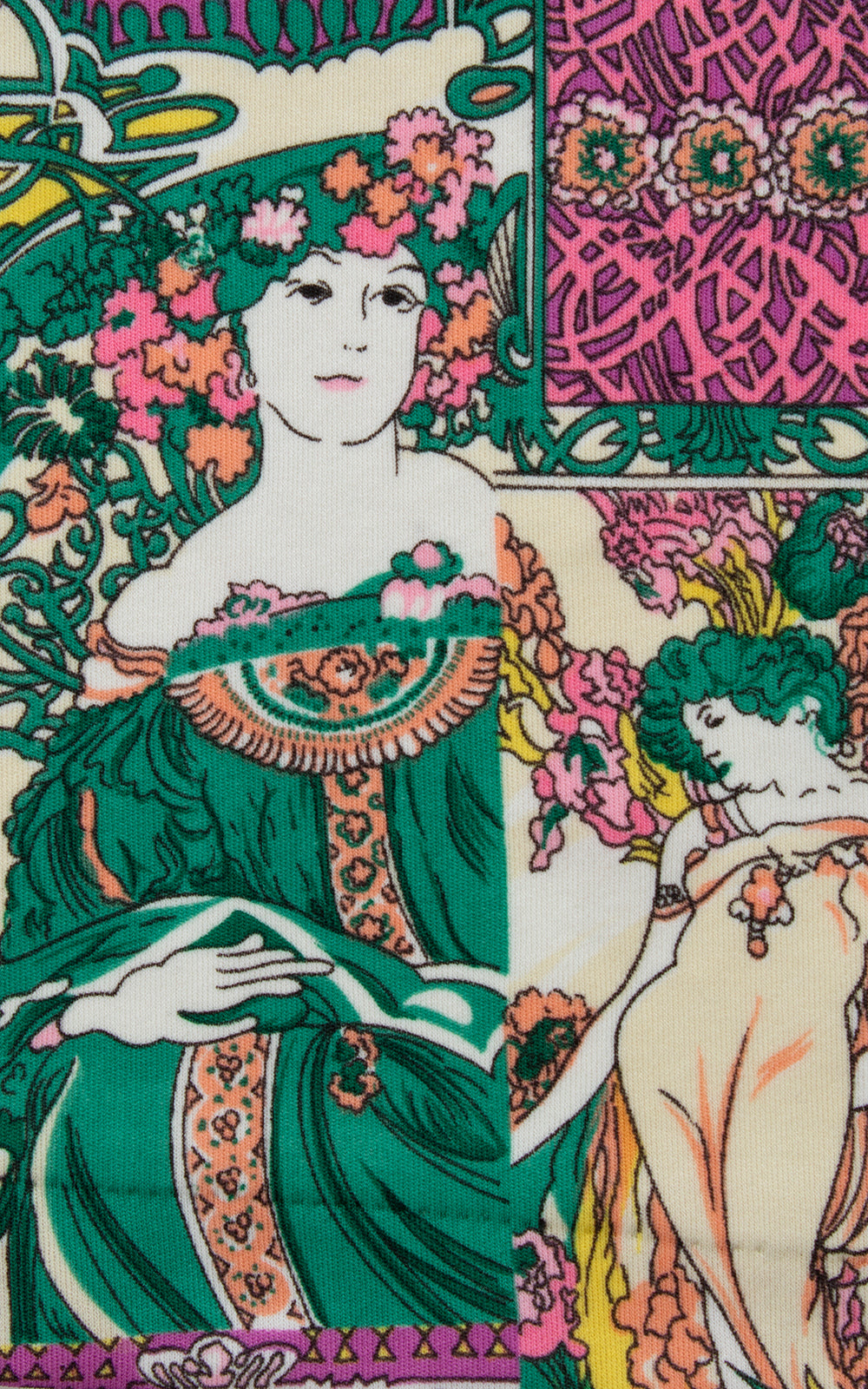 1970s Alphonse Mucha Art Nouveau Novelty Print Blouse BirthdayLifeVintage