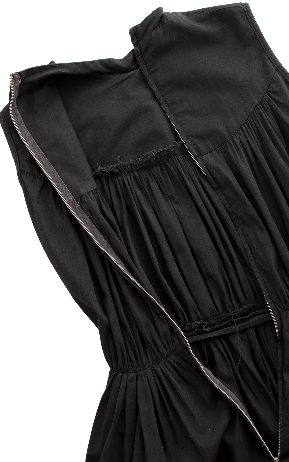 1950s Gathered Black Sundress | small | BirthdayLifeVintage