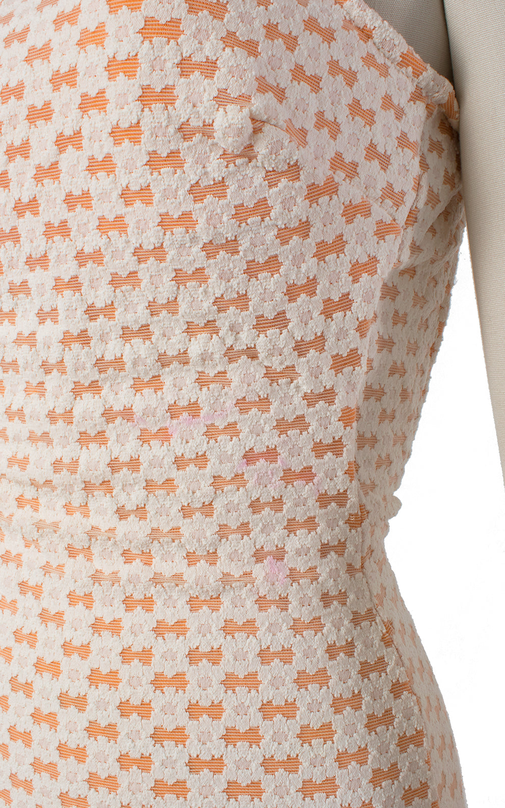 1960s Lace Overlay Orange Open Back Swimsuit | small