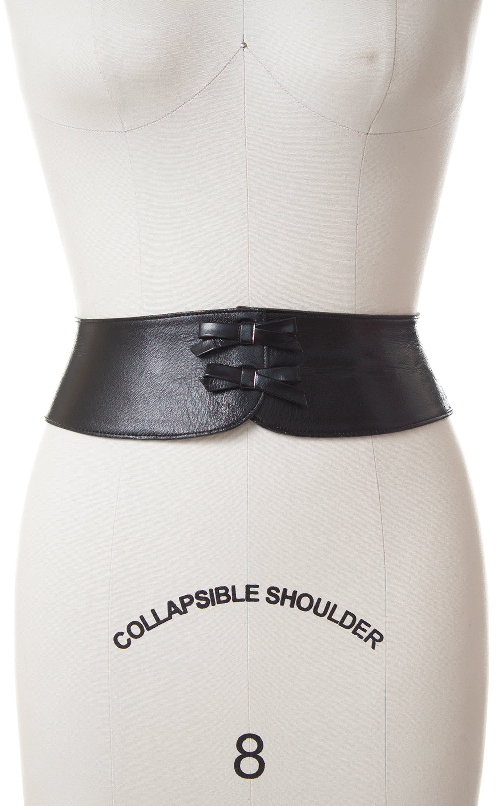 1950s Double Bow Black Leather Cinch Belt