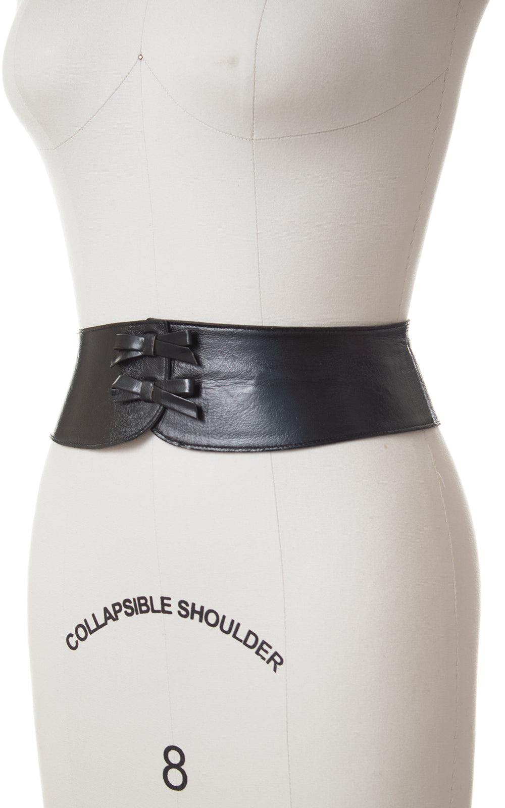 1950s Double Bow Black Leather Cinch Belt