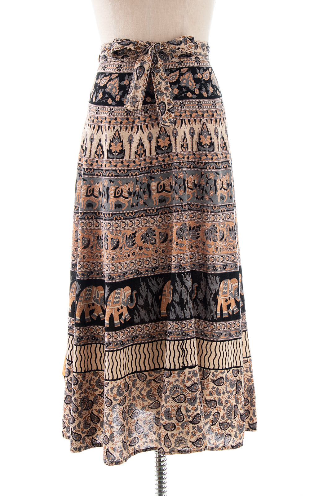 1970s Indian Cotton Novelty Print Wrap Skirt | medium/large