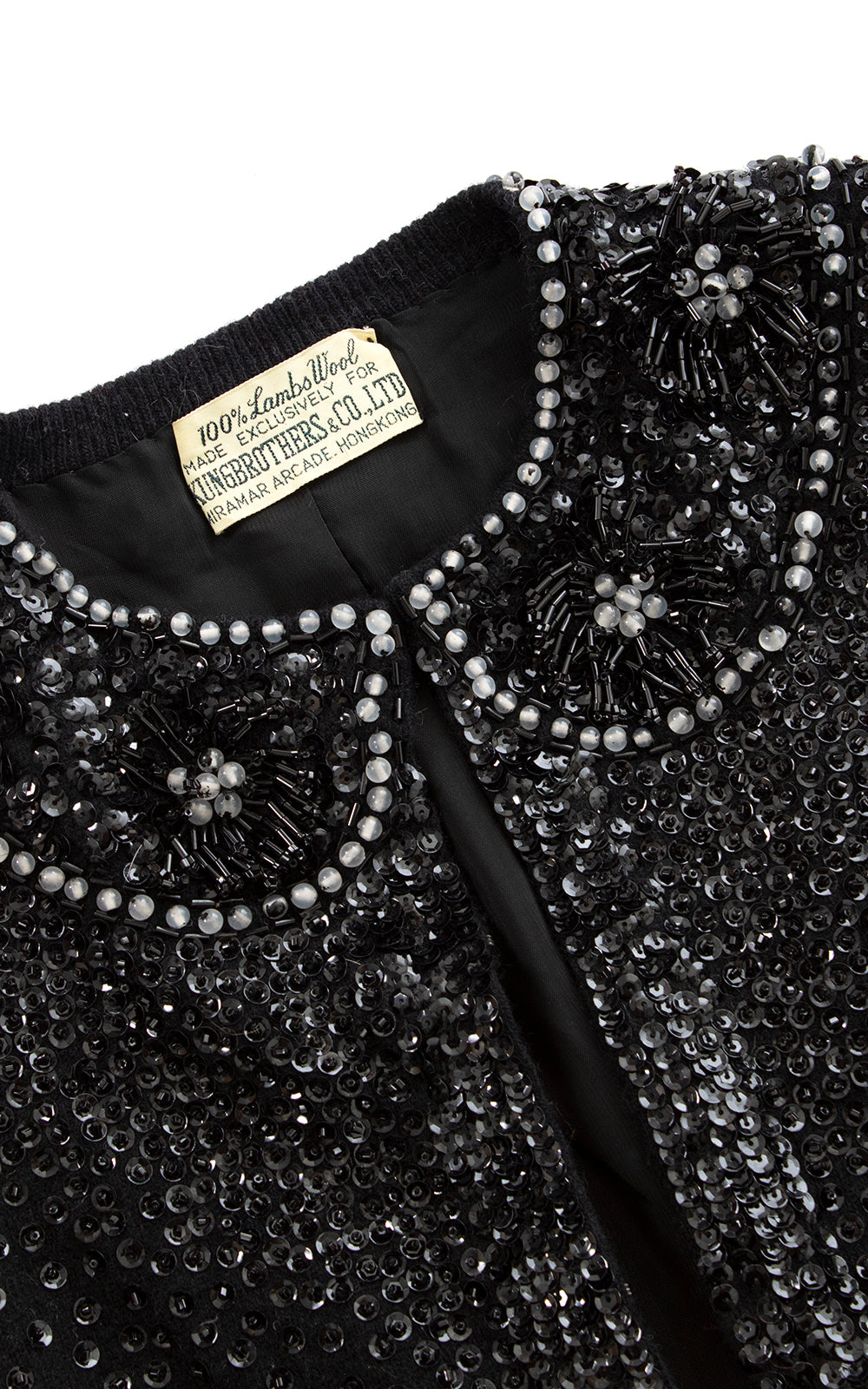 1950s Beaded Sequin Faux Peter Pan Collar Cardigan | small