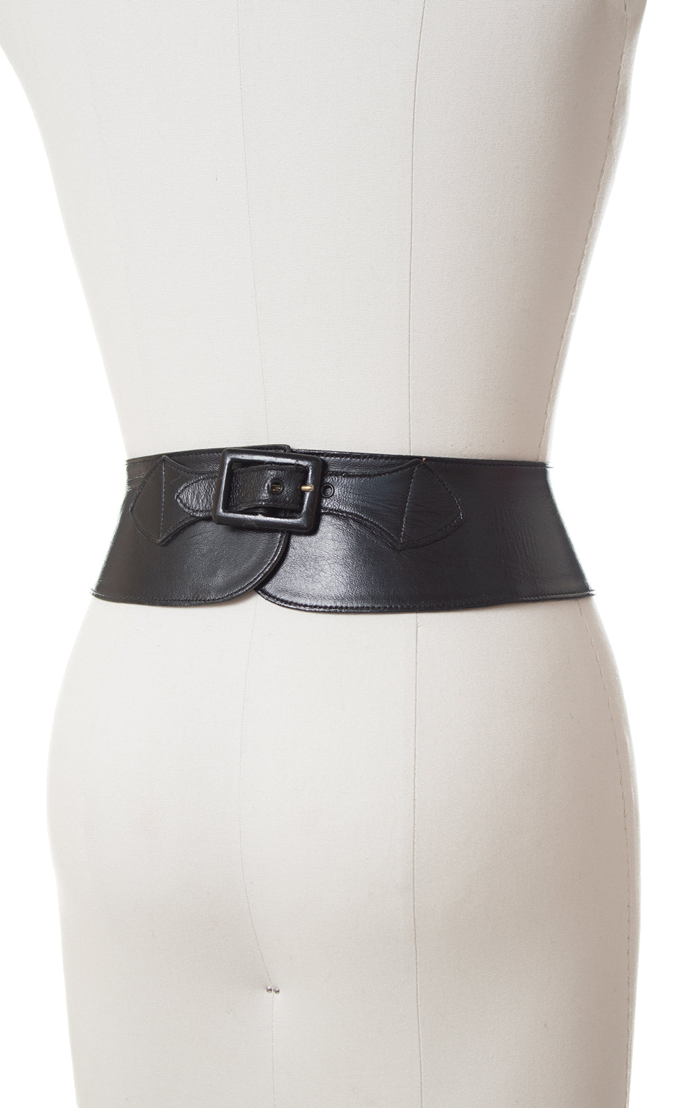 1950s Double Bow Black Leather Cinch Belt