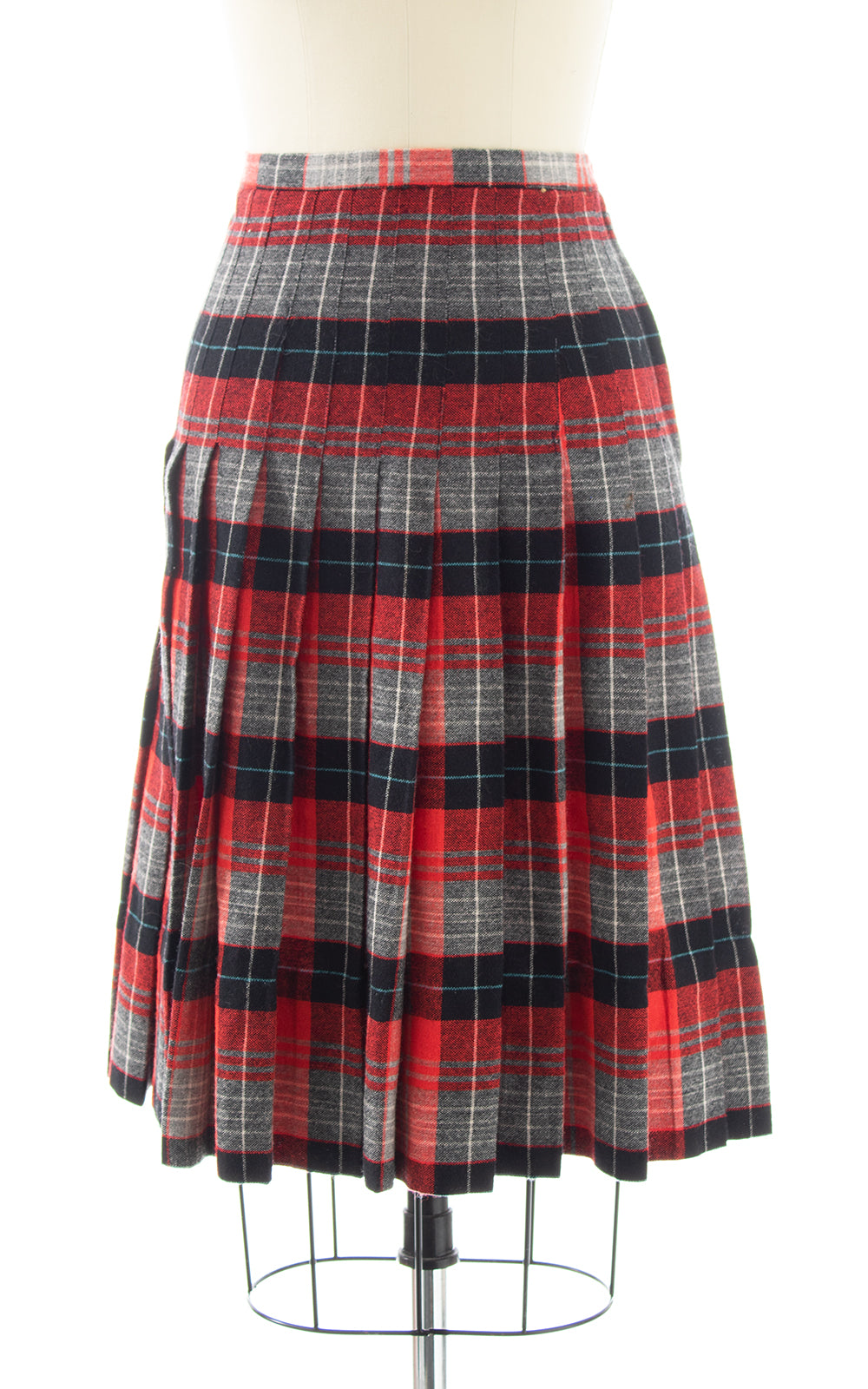 1940s plaid shop wool skirt