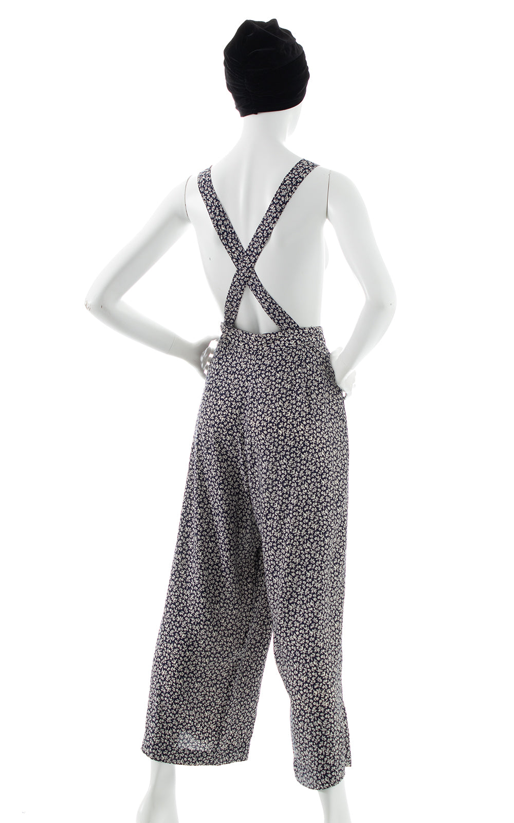 1990s does 1940s Floral Rayon Overall Pants | large