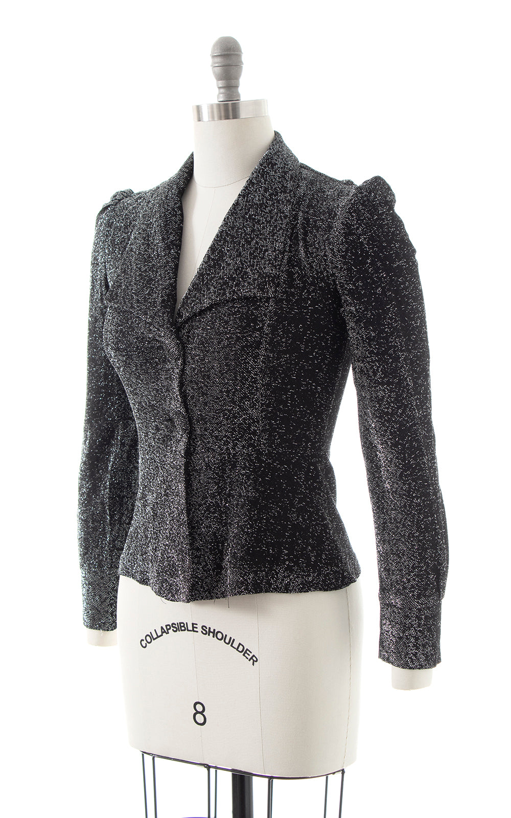 1960s 1970s Metallic Silver Lurex Jersey Blouse | x-small/small