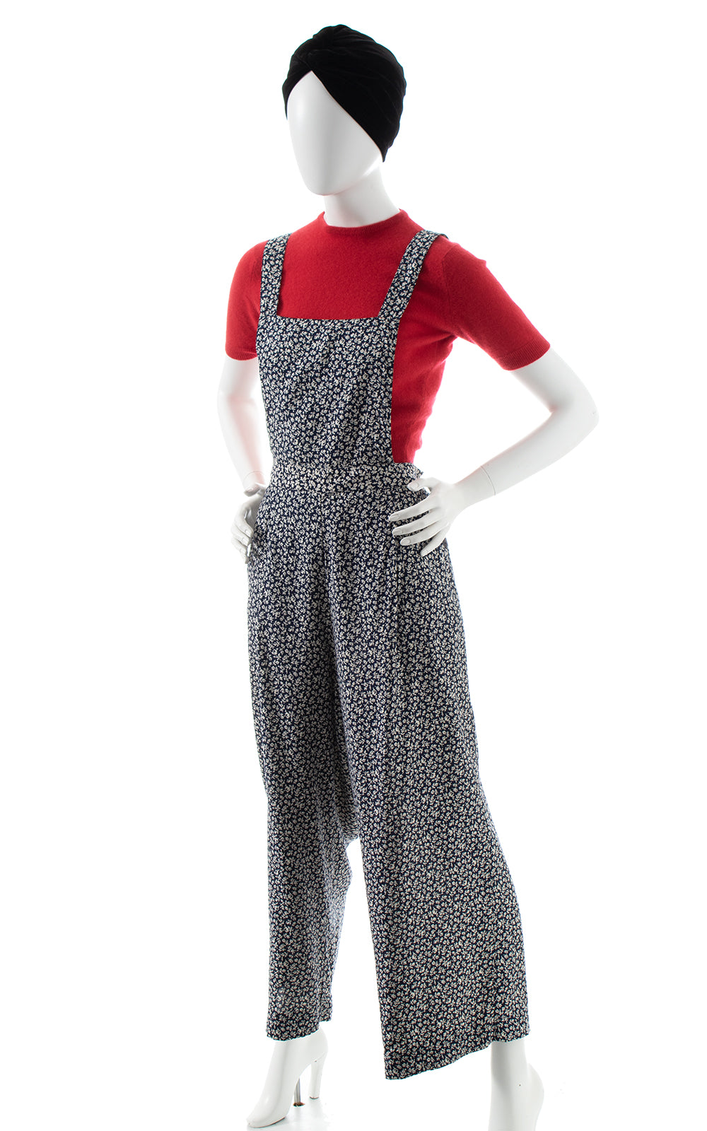 1990s does 1940s Floral Rayon Overall Pants | large