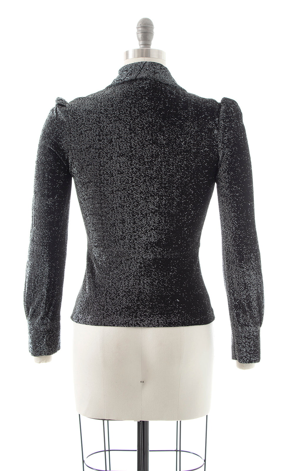 1960s 1970s Metallic Silver Lurex Jersey Blouse | x-small/small