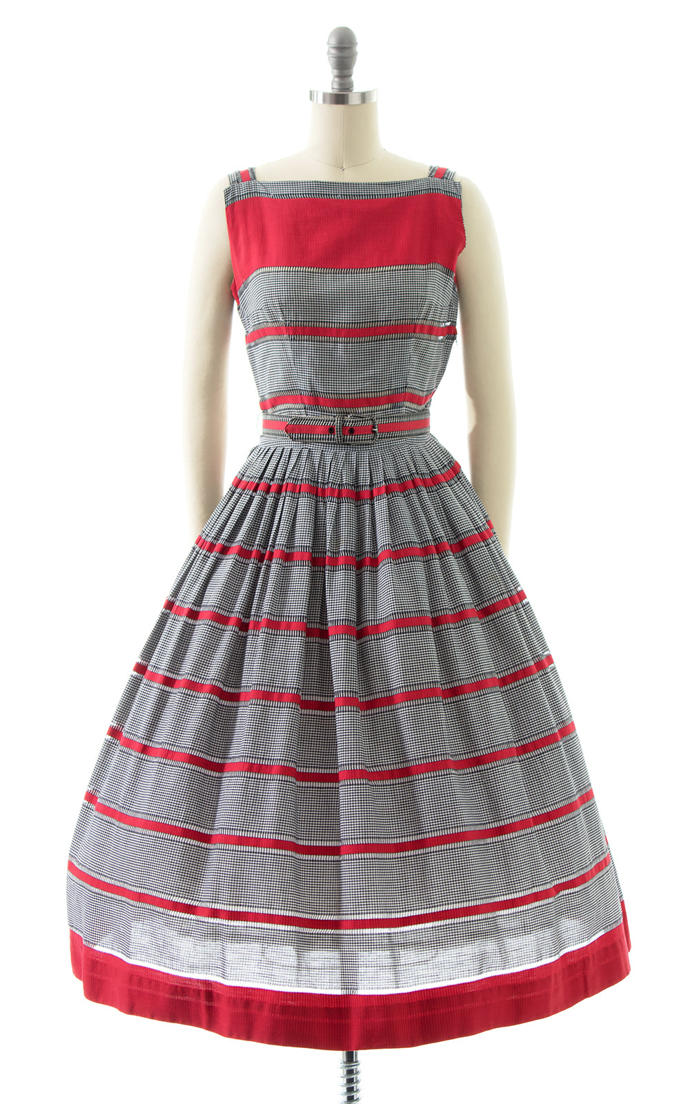 1950s Striped Gingham Cotton Sundress