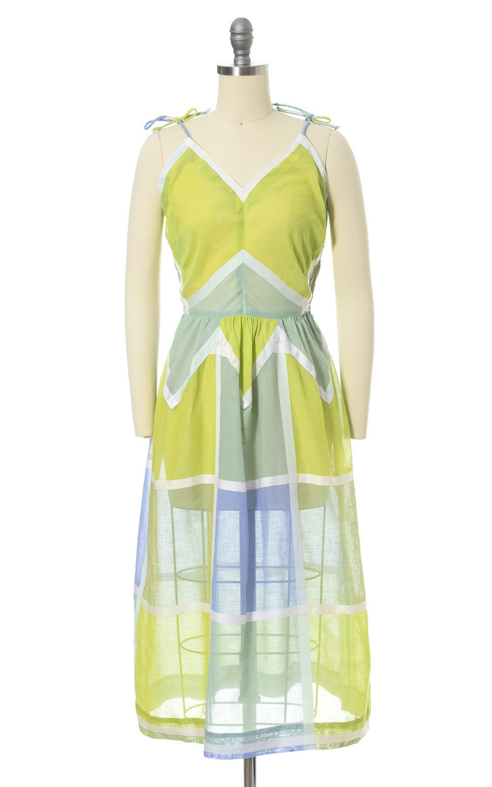 1950s Color Block Cotton Voile Sundress & Bolero Set