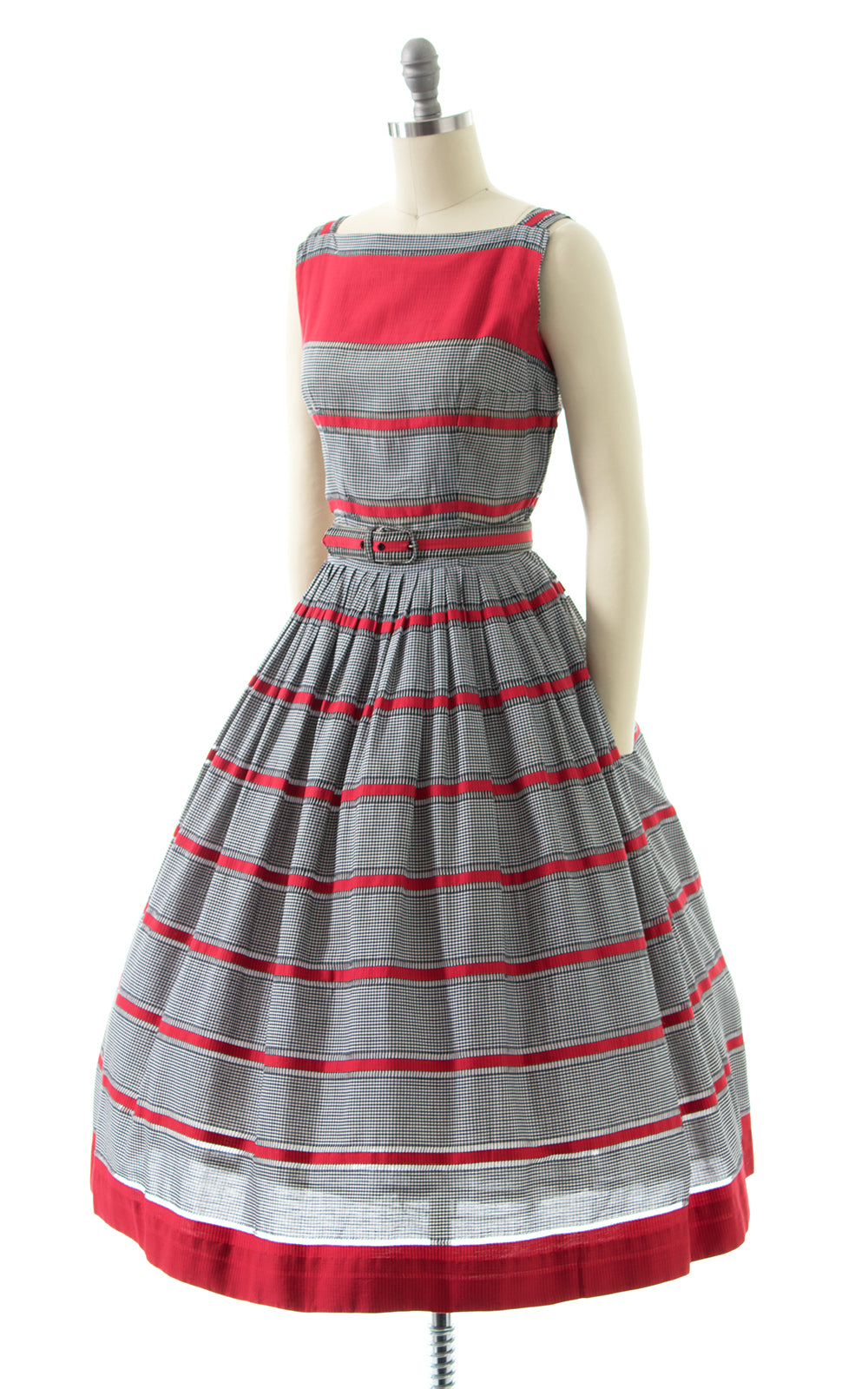 1950s Striped Gingham Cotton Sundress