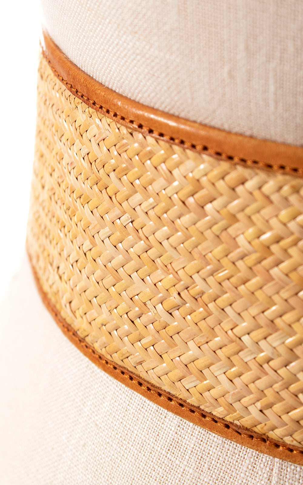 1970s Brass Chinese Medallion, Leather + Wicker Cinch Belt | medium/large