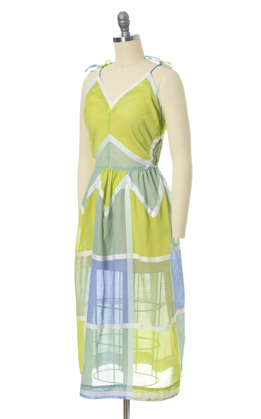 1950s Windowpane Plaid Cotton Voile Sundress & Bolero Set