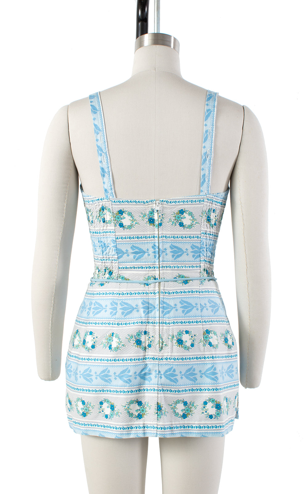 1960s Cole of California Floral Striped Skirted Romper