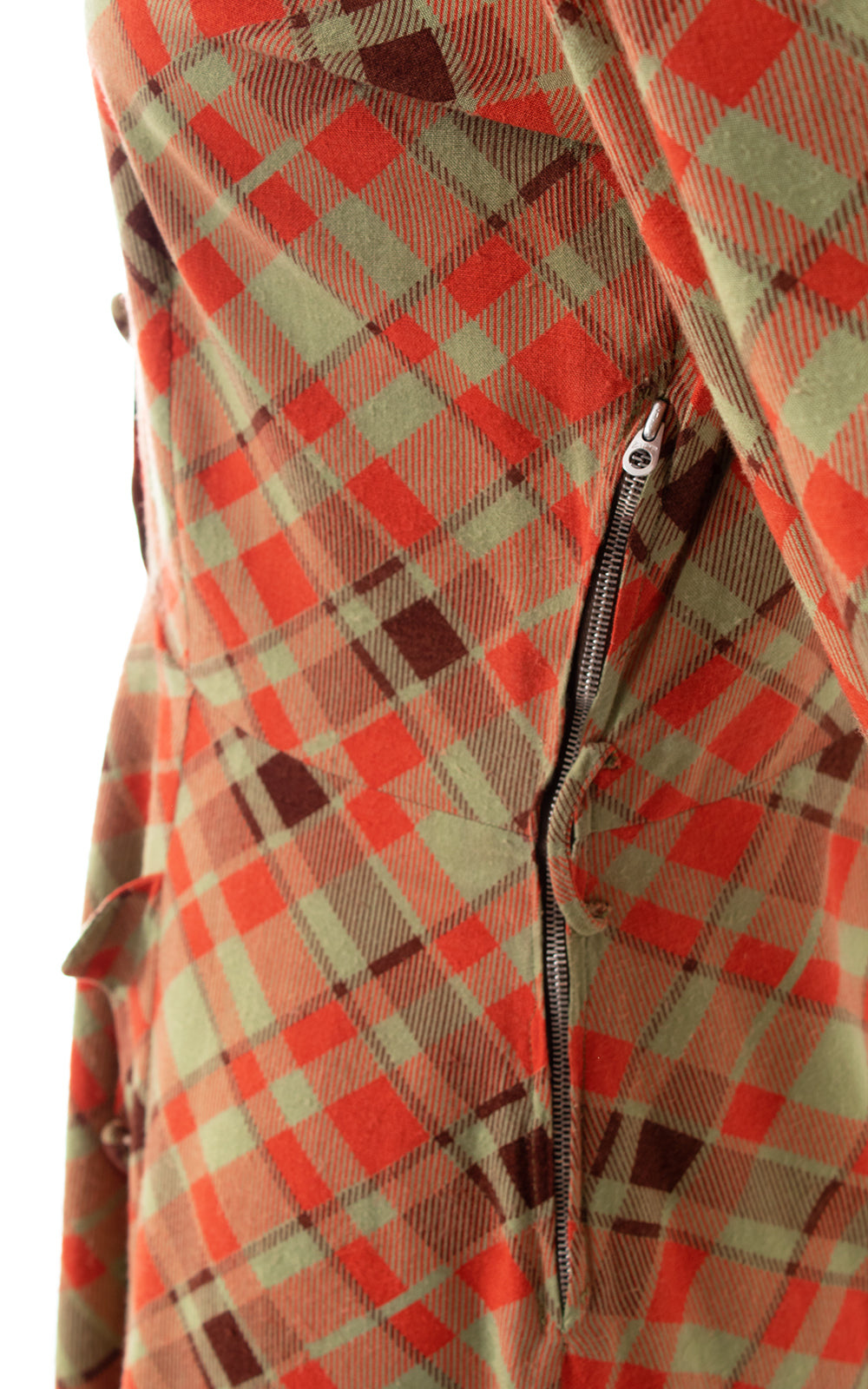1940s Plaid Shirt Dress | small