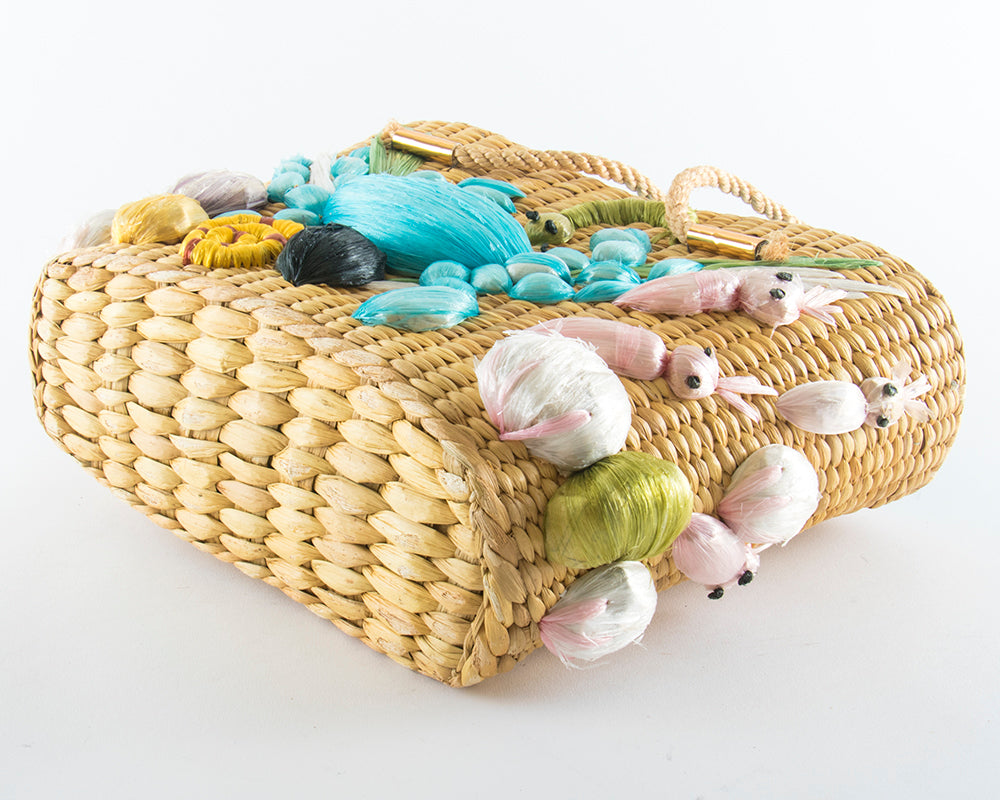 1960s Crab Sea Creatures Novelty Straw Handbag