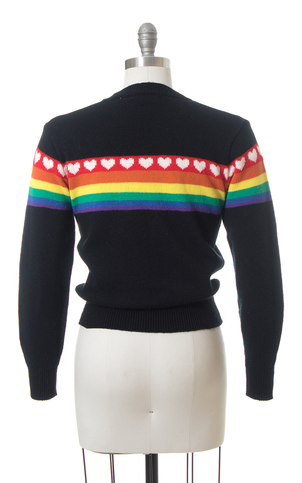 1990s Hearts & Rainbow Novelty Print Knit Sweater Top