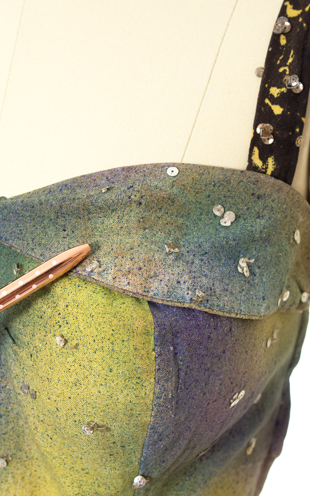 1950s Mexican Sequined Hand-Painted Palm Tree Border Print Striped Cotton Circle Skirt Sundress